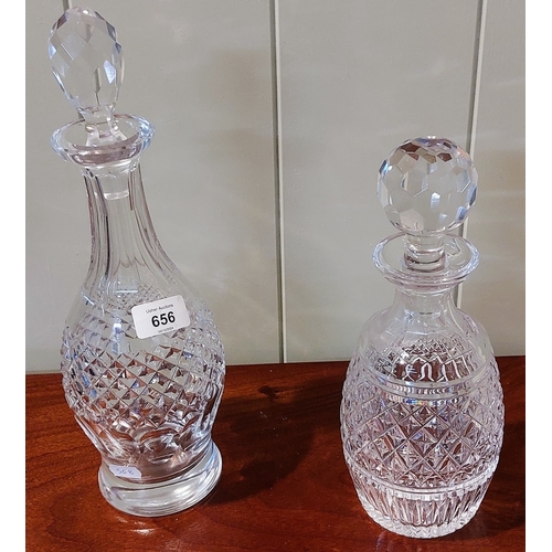 656 - 2 Waterford Cut Glass Decanters