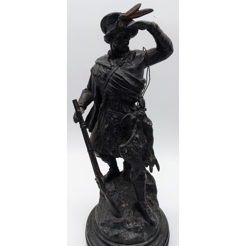 659 - Pair of Scottish Spelter Hunting Figures - C. 40cm H