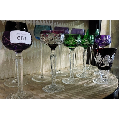 661 - 11 x Long Stem Harlequin Aperitif Glasses