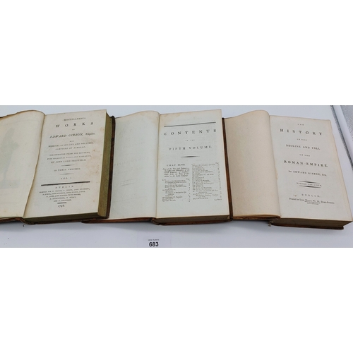 683 - Gibbons Roman Empire Vols 5 & 6, 1788 & 1789; Gibbons Miscellaneous Works Volume I, 1796 - All Dubli... 