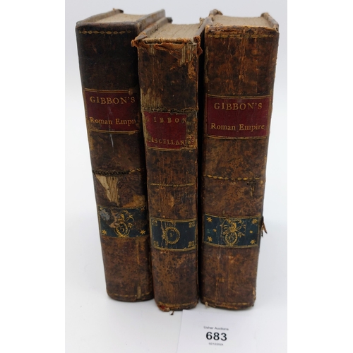 683 - Gibbons Roman Empire Vols 5 & 6, 1788 & 1789; Gibbons Miscellaneous Works Volume I, 1796 - All Dubli... 