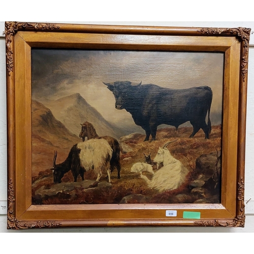 698 - 19th Century Gilt Frame Oil on Canvas Highland Scene by Alfred Grey 1872 - C. 67cm W x 54cm H (measu... 