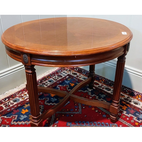 705 - Pair of Oval Mahogany Side Tables with X-Frame Stretcher - C. 66cm x 57cm x 54cm H