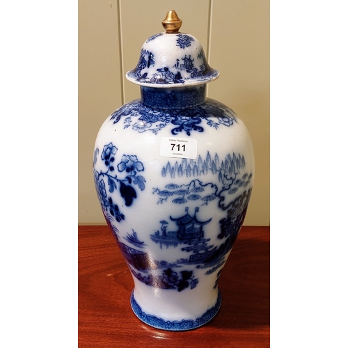 711 - Kaolin Ware Blue Chinese Ginger Jar - C. 39cm H