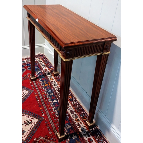 712 - Mahogany Console Table with Gilt Edging and Tapered Legs - C. 93cm W x 38cm D x 88cm H