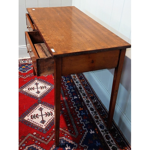 716 - Edwardian Inlaid and Crossbanded Mahogany Side Table with 2 Drawers - C. 105cm W x 51cm D x 79cm H