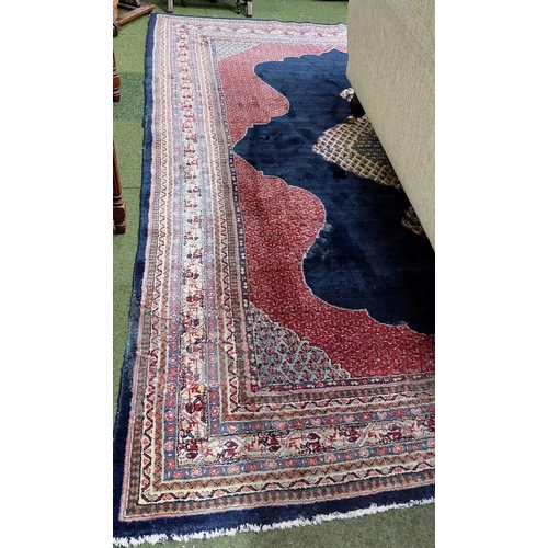 717 - Blue & Red Wool Rug - C. 310cm x 217cm