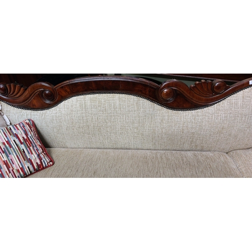 721 - Victorian Mahogany Scroll End Settee - C. 250cm W