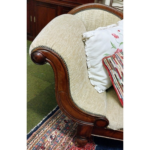 721 - Victorian Mahogany Scroll End Settee - C. 250cm W