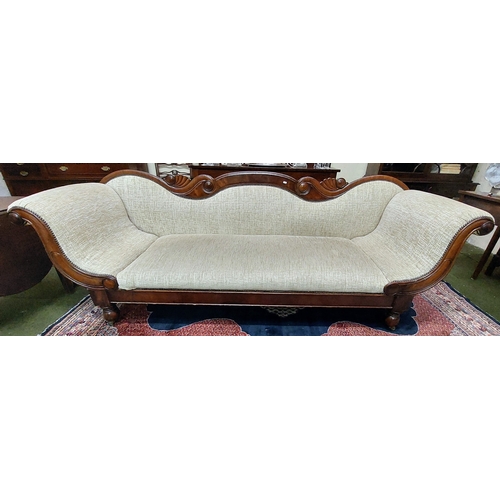 721 - Victorian Mahogany Scroll End Settee - C. 250cm W