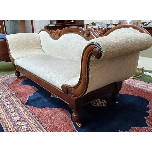 721 - Victorian Mahogany Scroll End Settee - C. 250cm W