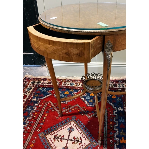 724 - Kingwood Marquetry Circular Occasional Table with Ormolu Mountings - C. 61cm W x 78cm H