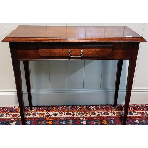 729 - Neat Mahogany Side Table with Drawer by Frenni Furniture - C. 83cm W x 34cm D x 74cm H