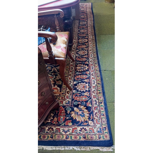 730 - Large Good Quality Blue Hand Knotted Wool Carpet Square - C. 400 x 300cm