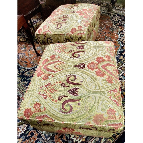 740 - Pair of Upholstered Footstools with Lift Top - C. 64cm W x 52cm D x 42cm H