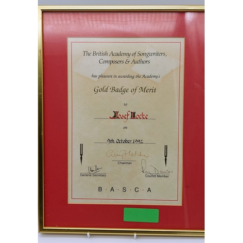 755 - Collection of 4 Josef Locke Framed Presentation Awards inc London Palladium, British Academy of Song... 