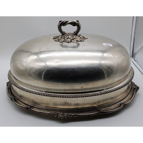 758 - Large Victorian Silver Plated Meat Cover and Platter - C. 60cm W