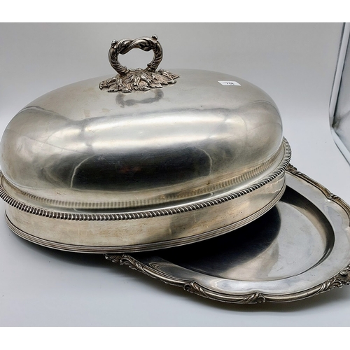 758 - Large Victorian Silver Plated Meat Cover and Platter - C. 60cm W