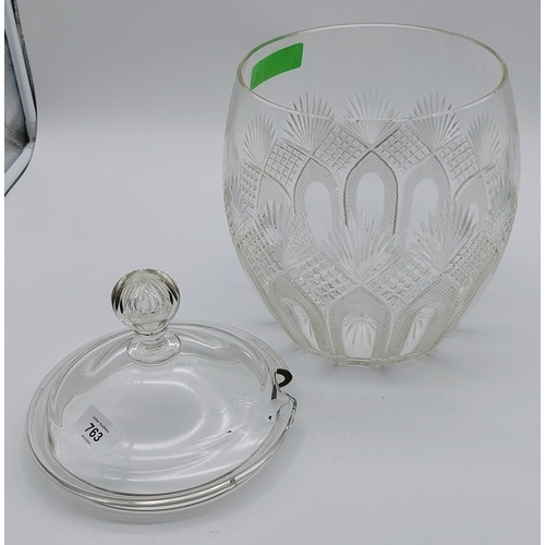 763 - Cut Glass Punch Bowl and Lid - C. 36cm H