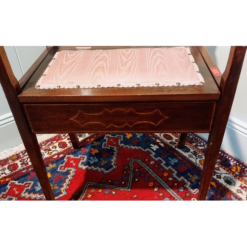 767 - Edwardian inlaid Mahogany Piano Stool with Sheet Music