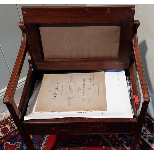 767 - Edwardian inlaid Mahogany Piano Stool with Sheet Music