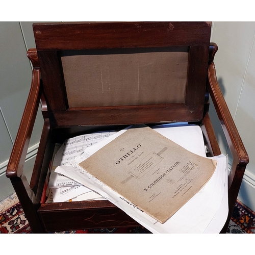 767 - Edwardian inlaid Mahogany Piano Stool with Sheet Music