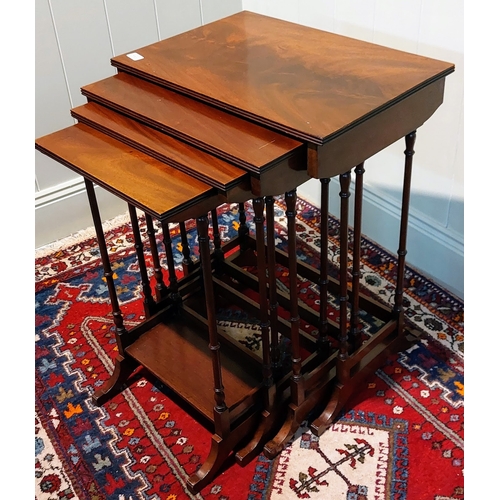 770 - Nest of 4 Mahogany Tables with Spindle Leg - C. 56cm W x 39cm D x 72cm H