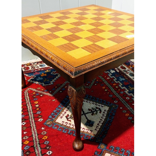 772 - Carved Mahogany Games Table - C. 65cm x 65cm x 42cm H