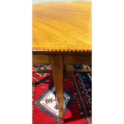 775 - Octagonal Crossbanded and Inlaid Mahogany Hall Table on Castors - C. 77cm W x 72cm H