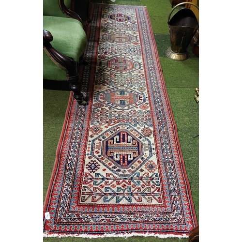 780 - Quality Red Wool Runner Rug - C. 310cm x 80cm