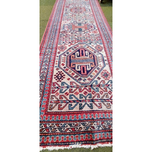 780 - Quality Red Wool Runner Rug - C. 310cm x 80cm