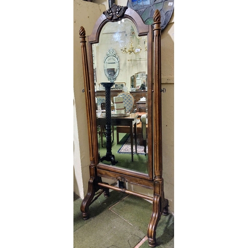 805 - Carved Mahogany Cheval Mirror - C. 82cm W x 190cm H