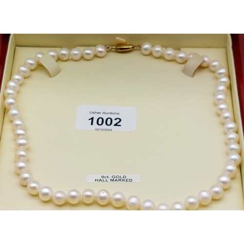 1002 - Noriko Cultured Pearl Necklace with 9ct Gold Clasp