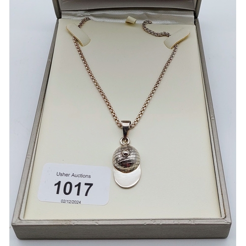 1017 - Sterling Silver Jockey Cap Necklace