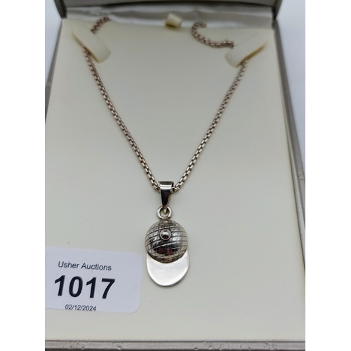 1017 - Sterling Silver Jockey Cap Necklace