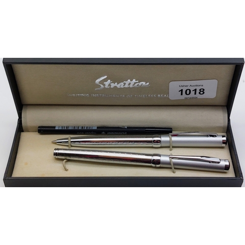 1018 - 2 Cased Pen Sets by Stratton and Harvey Makin