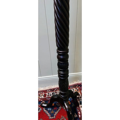 807 - Mahogany Barley Twist Torchere on Tripod Base - C. 135cm H