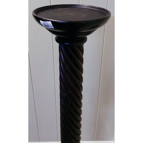 807 - Mahogany Barley Twist Torchere on Tripod Base - C. 135cm H