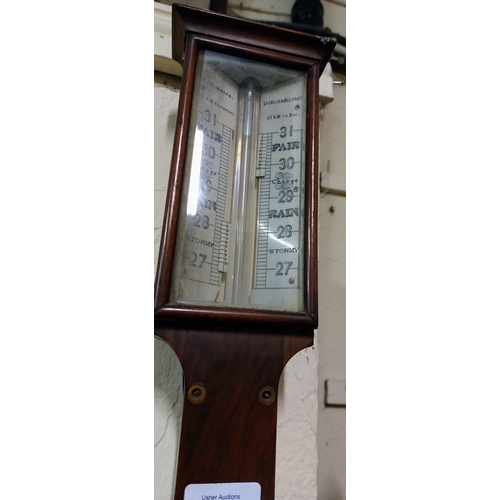 812 - Mahogany Stick Barometer by FM Moore Dublin & Belfast