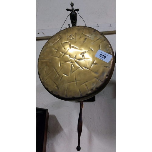 839 - Brass Wall Mount Dinner Gong