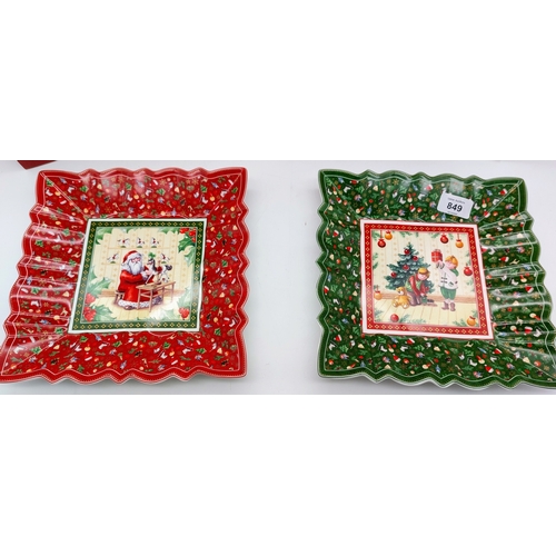 849 - 2 x Villeroy & Boch Christmas Plates - C. 24cm x 24cm