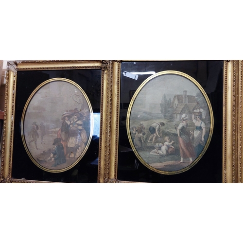 865 - 8 x 19th Century Gilt Framed Month Scenes - C. 36cm W x 43cm H (measurement inc frame)