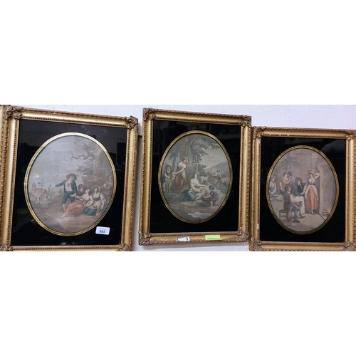 865 - 8 x 19th Century Gilt Framed Month Scenes - C. 36cm W x 43cm H (measurement inc frame)