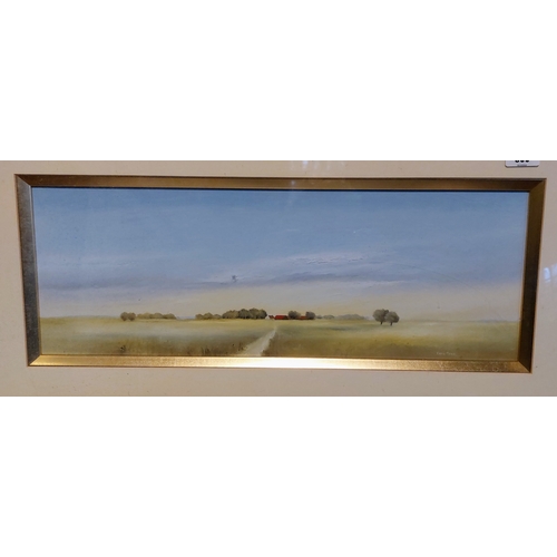 866 - Pair of Hans Paus Oil Paintings of Country Scenes - C. 58cm W x 20cm H (measurement not inc frame)