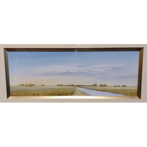 866 - Pair of Hans Paus Oil Paintings of Country Scenes - C. 58cm W x 20cm H (measurement not inc frame)