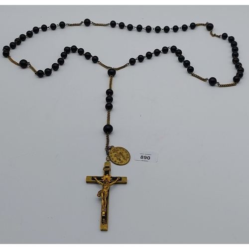 890 - Antique Crucifix and Rosary Beads