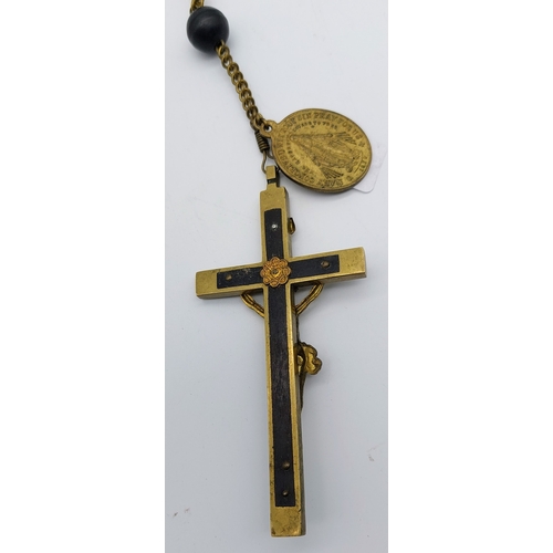 890 - Antique Crucifix and Rosary Beads