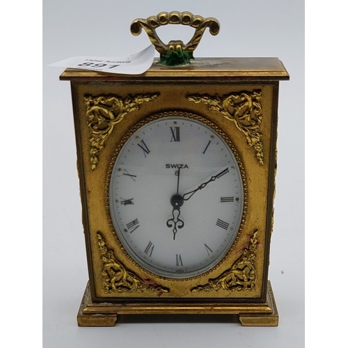 891 - Brass Carriage Clock - Swiza