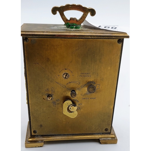 891 - Brass Carriage Clock - Swiza