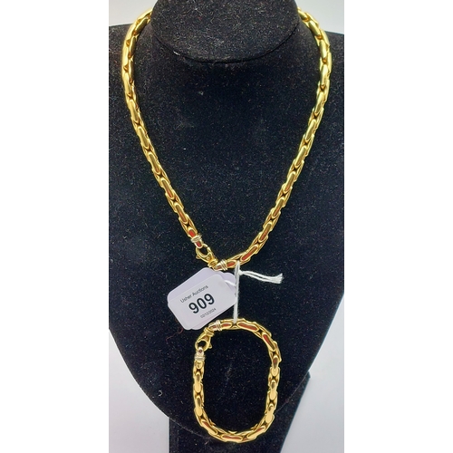 909 - 18ct Gold Link Chain and Bracelet - C. 81 gram